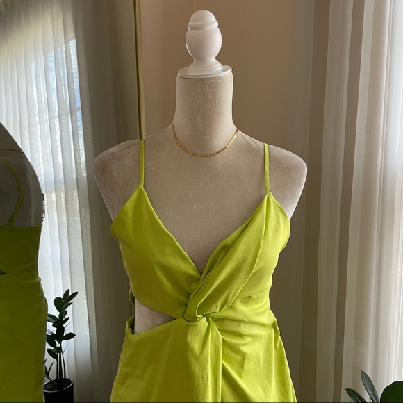 Zara Key Lime Cut Out Mini Dress Size L - Picture 8 of 11